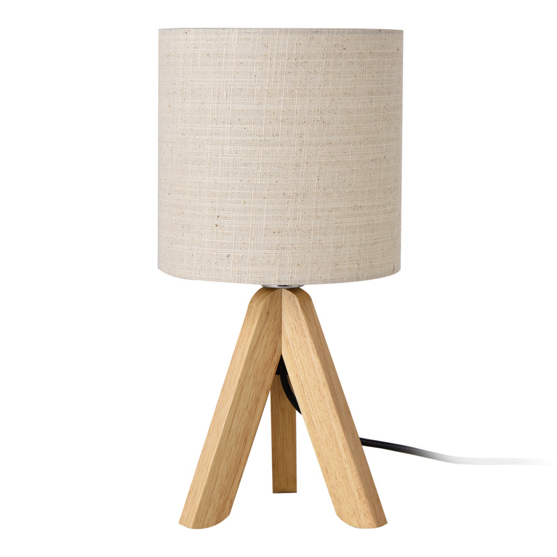 Maßskizze Tischleuchte Koblenz E14 Max. 40W mit Holzfüßen Beige lux.pro