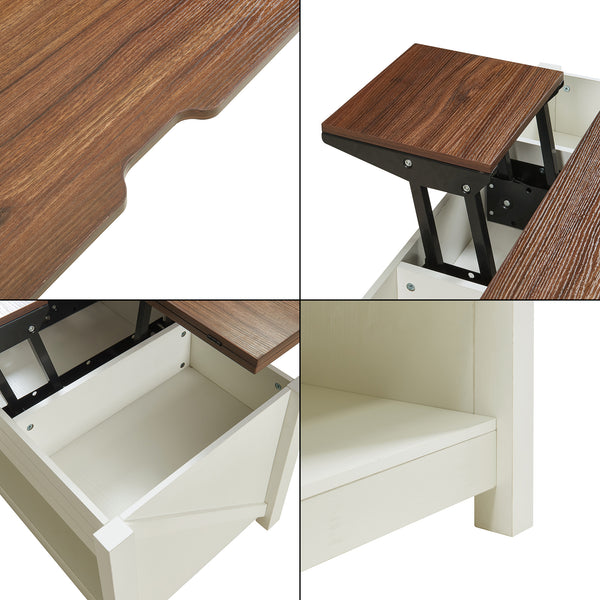 Couchtisch Kasama mit Hebeplatte und Stauraum 110x55x54 cm Walnussoptik/Weiß [en.casa]