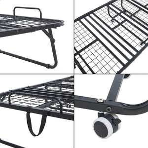 Metall-Klappbett Borjavle mit Matratze 200x90cm Schwarz [en.casa]