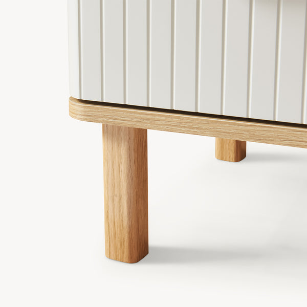 Nachttisch Ferrersp mit 2 Schubladen 50x40x40 cm Eicheoptik/Sandfarben [en.casa]