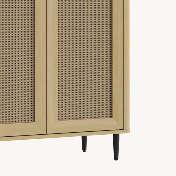 Sideboard Lukhomso 83x80x40 cm Eicheoptik/Rattanoptik [en.casa]