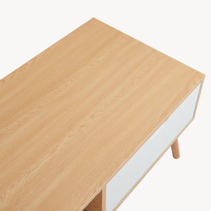 Couchtisch Bordkak mit Schublade 100x48x45 cm Eicheoptik/Weiß [en.casa]