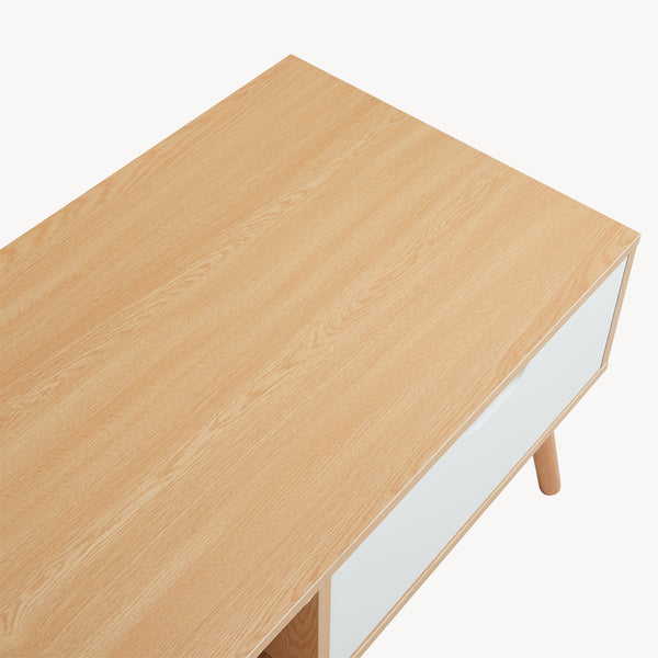 Couchtisch Bordkak mit Schublade 100x48x45 cm Eicheoptik/Weiß [en.casa]