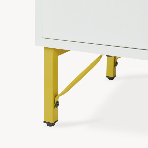 Sideboard Reyri 90x80x35 cm Weiß/Goldfarben [en.casa]