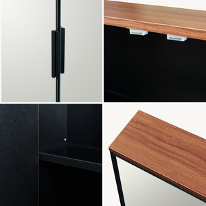 Spiegelschrank Trond 50x60x15 cm Schwarz/Walnussoptik [en.casa]