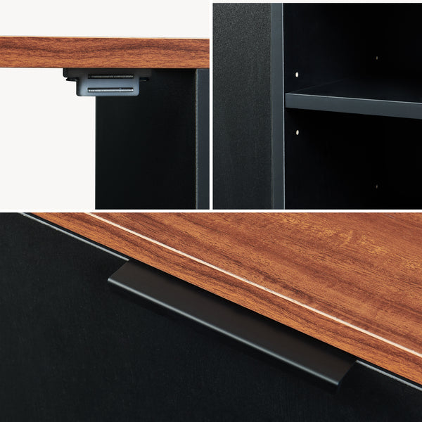 Waschbeckenunterschrank Trond 60x66x30 cm Schwarz/Walnussoptik [en.casa]