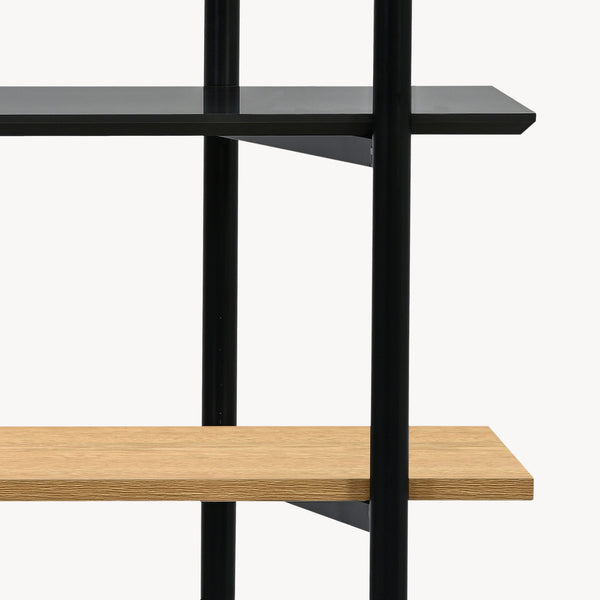 Bücherregal Kappespoo 124x80x35 cm Schwarz/Eicheoptik [en.casa]