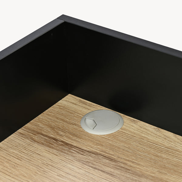Schreibtisch Kappespoo 84x80x50 cm Schwarz/Eicheoptik [en.casa]
