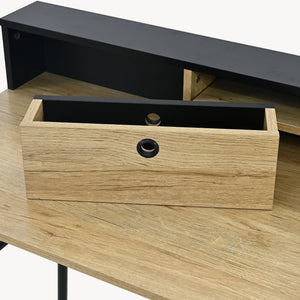 Schreibtisch Var 93x90x50 cm Schwarz/Eicheoptik [en.casa]