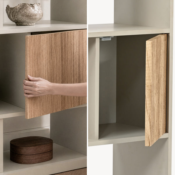 Bücherregal Karena 112x70x30 cm Cremeweiß/Eicheoptik [en.casa]