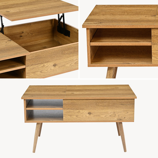 Couchtisch Vasdabod mit Liftplatte 96x59x50 cm Eicheoptik [en.casa]