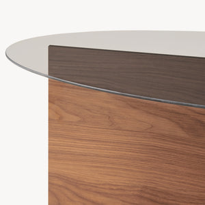 Couchtisch Viroya mit Glasplatte 100x60x36 cm Walnussoptik/Grau [en.casa]