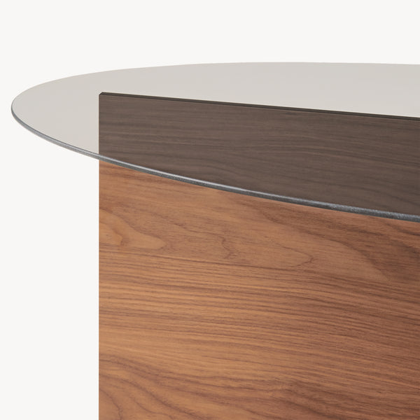 Couchtisch Viroya mit Glasplatte 100x60x36 cm Walnussoptik/Grau [en.casa]