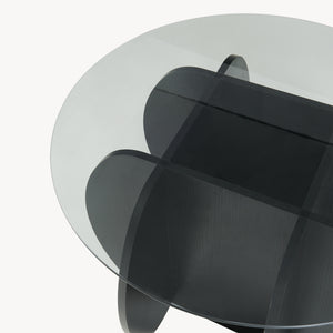 Couchtisch Karhuvandi mit Glasplatte Ø70x40 cm Schwarz/Grau [en.casa]