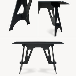 Schreibtisch Bostenenna 120x60x75 cm Schwarz mit Holzmaserung [en.casa]