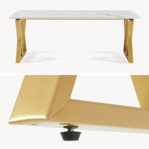 Couchtisch Nolu 120x60x46 cm Goldfarben/Marmoroptik, weiß [en.casa]