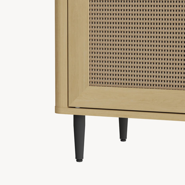 Sideboard Lukhomso 83x80x40 cm Eicheoptik/Rattanoptik [en.casa]