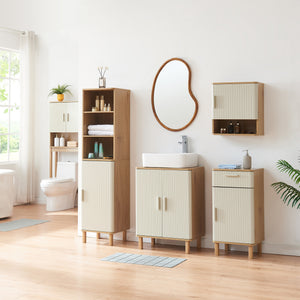 Badezimmerschrank Ferrersp 80x40x35 cm Eicheoptik/Sandfarben [en.casa]