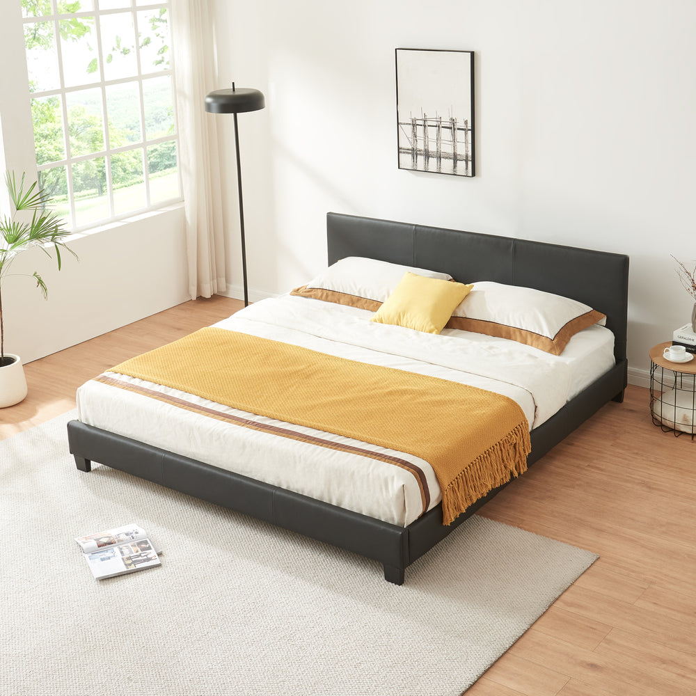 Kunstlederbett Albacete 160x200cm Schwarz Corium - premiumXL