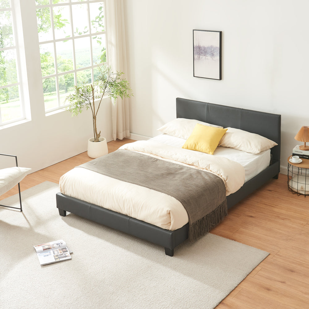 Kunstlederbett Albacete 140x200 cm Dunkelgrau Corium - premiumXL