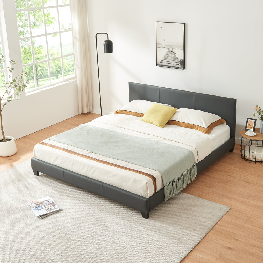 Kunstlederbett Albacete 180x200cm Dunkelgrau Corium - premiumXL