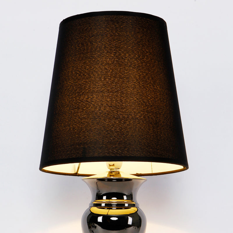Maßskizze Moderne Tischlampe H:48cm Schwarz Tischleuchte Lampe Leuchte [Lux.Pro]