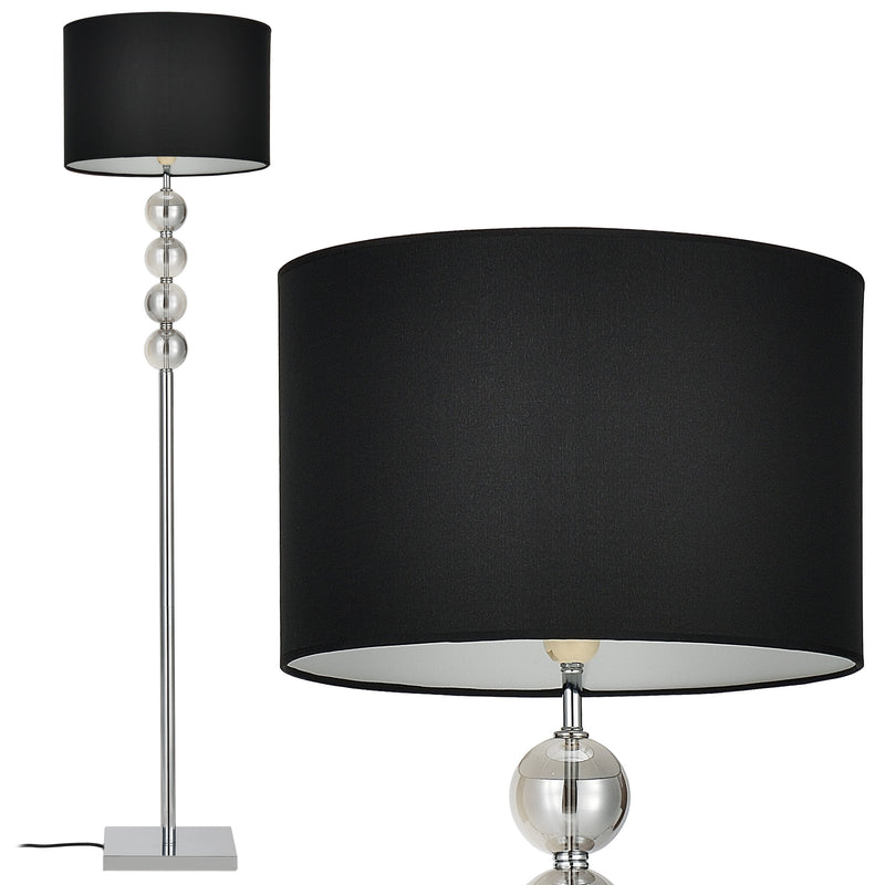 Maßskizze Stehleuchte Spheridern 1x E27 Ø 37,5 x 155 cm Chrom/Schwarz lux.pro