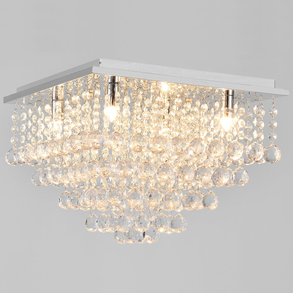 Kristall Deckenleuchte [38x38cm] Deckenlampe Lüster Zimmerlampe Chrom [lux.pro] - premiumXL