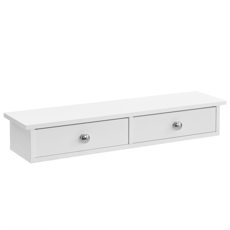 Maßskizze Wandregal Geeste 60x15x10 cm mit 2 Schubladen Weiß [en.casa]