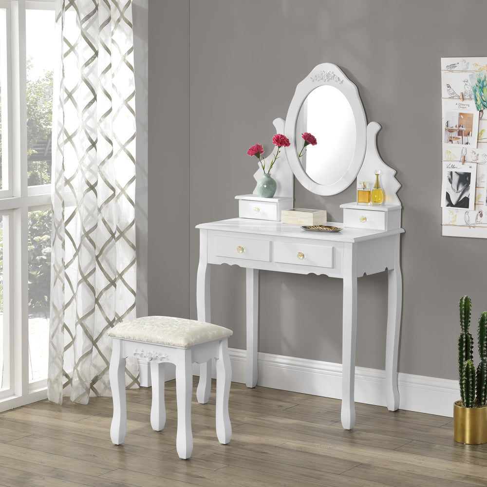 Schminktisch Limerick mit Spiegel + Hocker en.casa - premiumXL