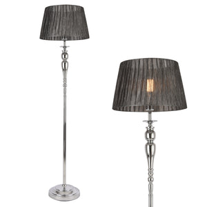 Stehleuchte Lingen 151 cm E27 60W Metall Chrom/Grau lux.pro