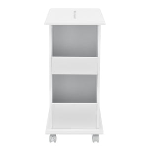 Beistelltisch Kungälv 53x30x63 cm Rollen und Staufächer Weiß en.casa