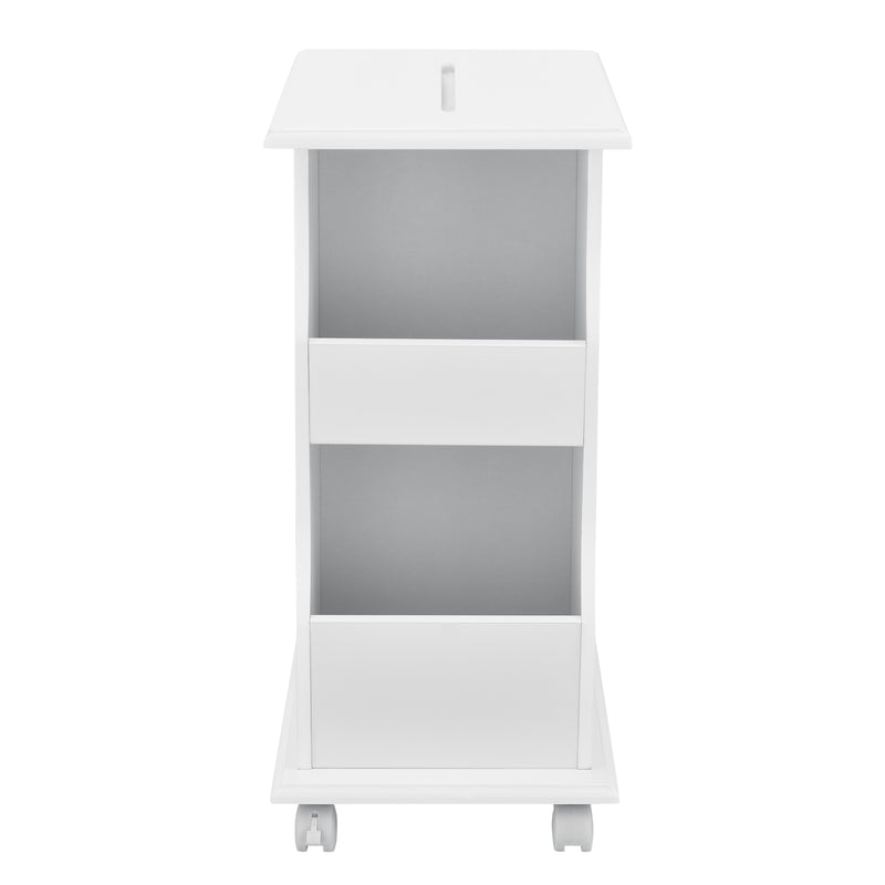 Maßskizze Beistelltisch Kungälv 53x30x63 cm Rollen und Staufächer Weiß en.casa