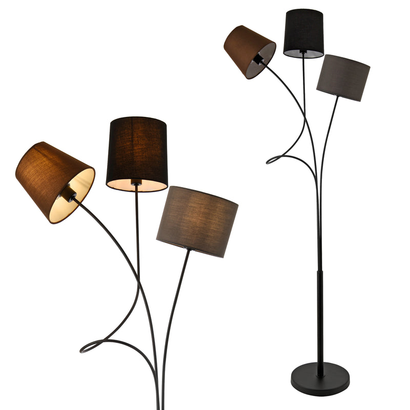 Maßskizze Stehleuchte Treviso 146 cm 3-Flammig E14 Max. 40W Metall Mehrfarbig lux.pro