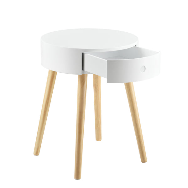 Nachttisch Aurich 50x38x38 cm mit Schublade Retrodesign Weiß en.casa