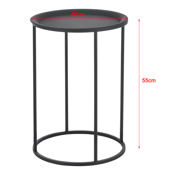 Beistelltisch Anaklia 3er Set Rund Metall Schwarz en.casa