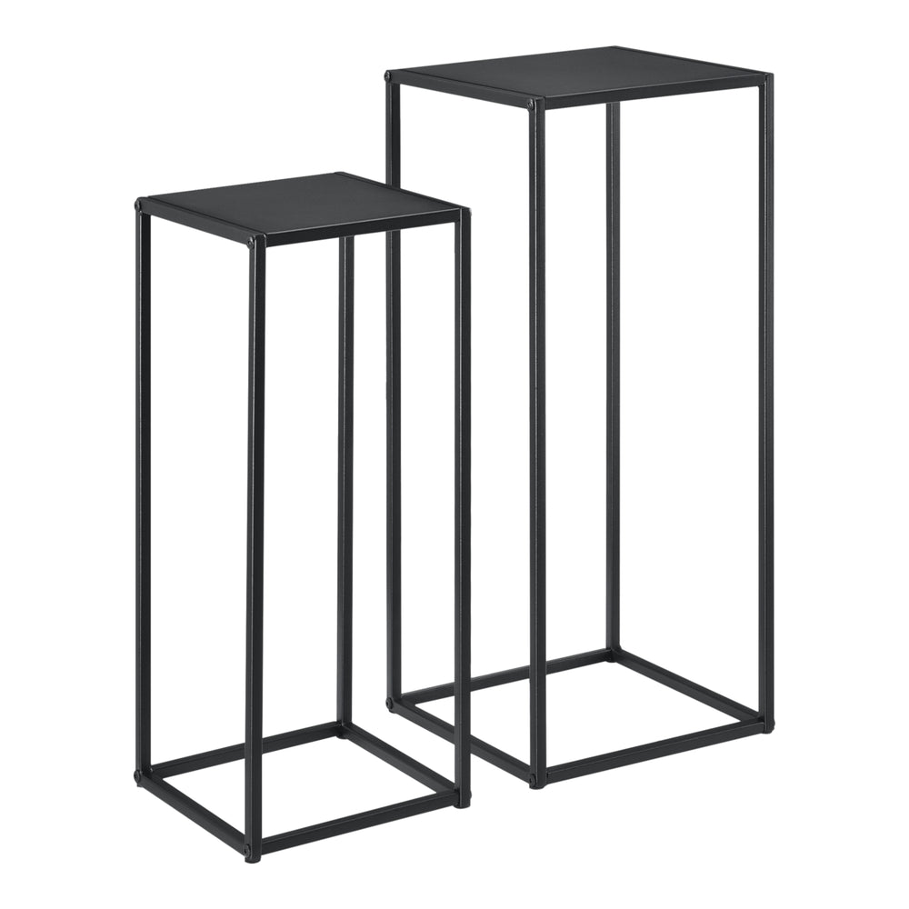 Beistelltisch Barbaricina 2er - Set Säulenform Schwarz [en.casa] - premiumXL