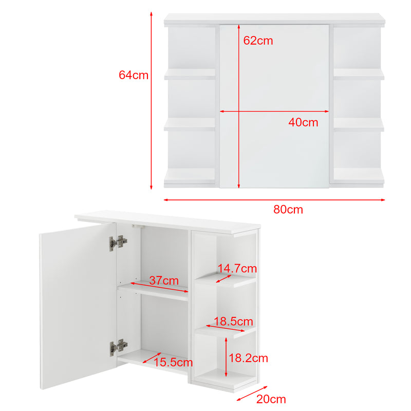 Maßskizze Badezimmerschrank Harstad 64x80x20 cm Weiß [en.casa]