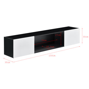 Hängeboard Thabong 150x30x30 cm mit LED Beleuchtung Schwarz/Weiß en.casa