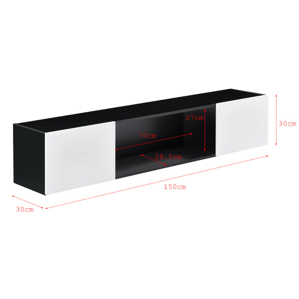 Hängeboard Thabong 150x30x30 cm mit LED Beleuchtung Schwarz/Weiß en.casa