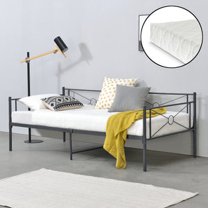 Metallbett Alvesta 90x200 cm mit Kaltschaummatratze versch. Farben en.casa