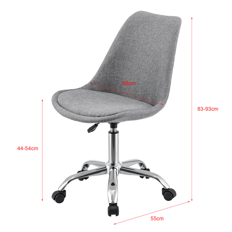 Maßskizze Bürostuhl Atherton 83-93x48x55 cm Hellgrau [en.casa]