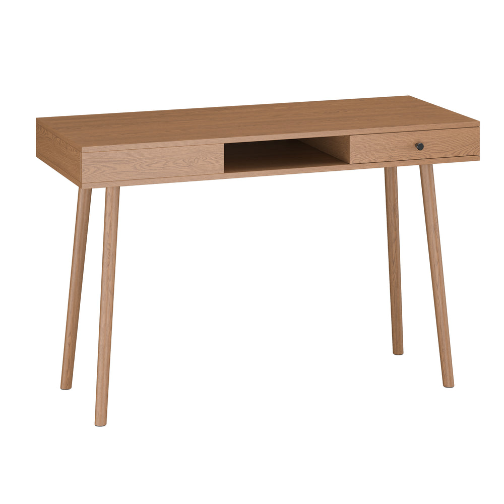 Schreibtisch Habo mit Ablage und Schublade 75x115x48 cm Walnussoptik [en.casa]