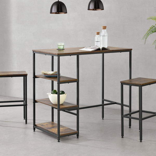 Bartisch Växjö 100x109x60cm Dunkler Holzton en.casa