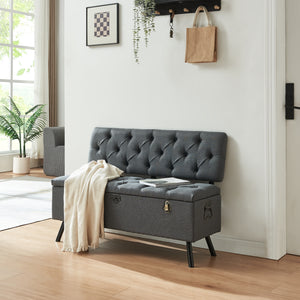 Sitztruhe Malmöhus 110x48x75cm Dunkelgrau [en.casa]