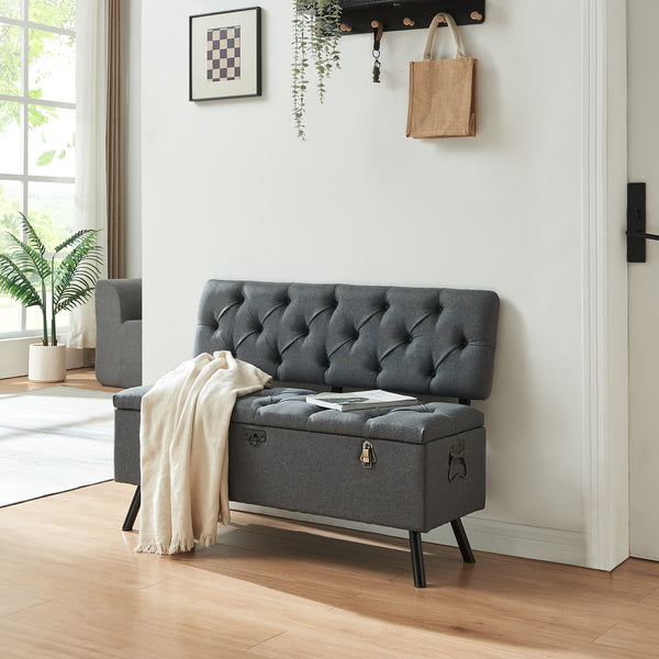 Sitztruhe Malmöhus 110x48x75cm Dunkelgrau [en.casa]