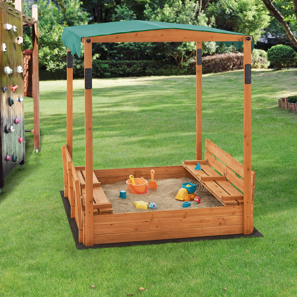 Sandkasten Pitsunda mit höhenverstellbarem Dach 145x118x118cm [en.casa]
