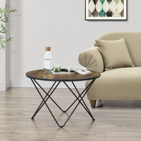 Couchtisch Goskamark 80x50 cm Stahlgestell Dunkler Holzton [en.casa]