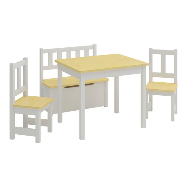 Kindertischset Lousame Kiefernholz Natur / Weiß [en.casa]