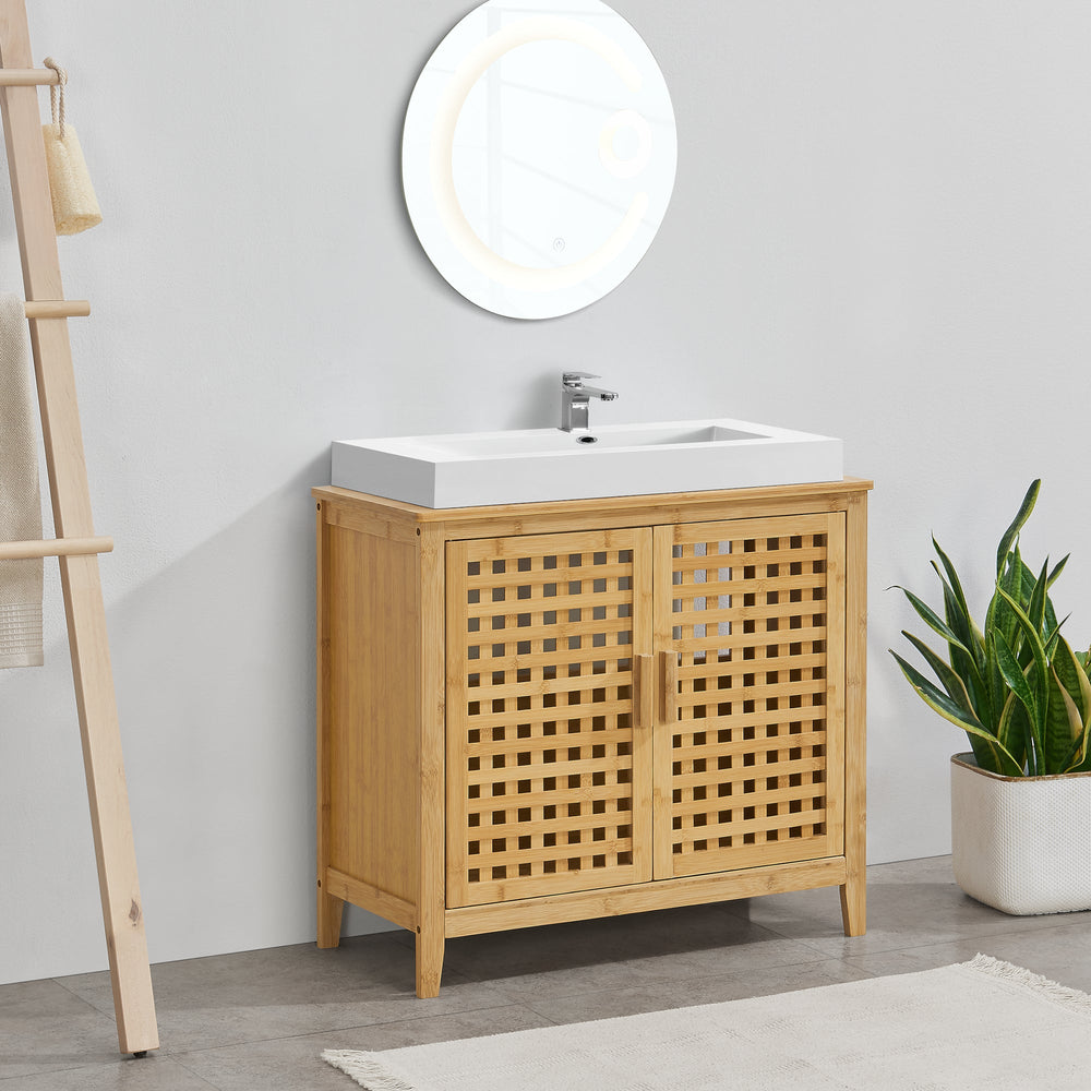Waschbeckenunterschrank Ingmarsö Bambus 60x67x30cm [en.casa] - premiumXL